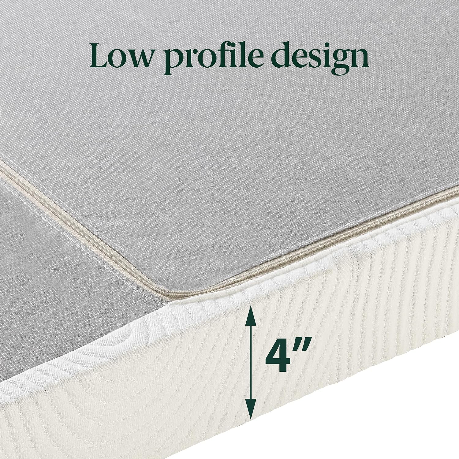 ZINUS No Assembly Metal Box Spring / 4 Inch Grey Mattress Foundation / Sturdy Metal Structure, Twin
