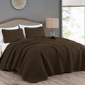 Chezmoi Collection Austin 3-Piece Oversized Bedspread Coverlet Set (King, Chocolate) (Pack of 6)