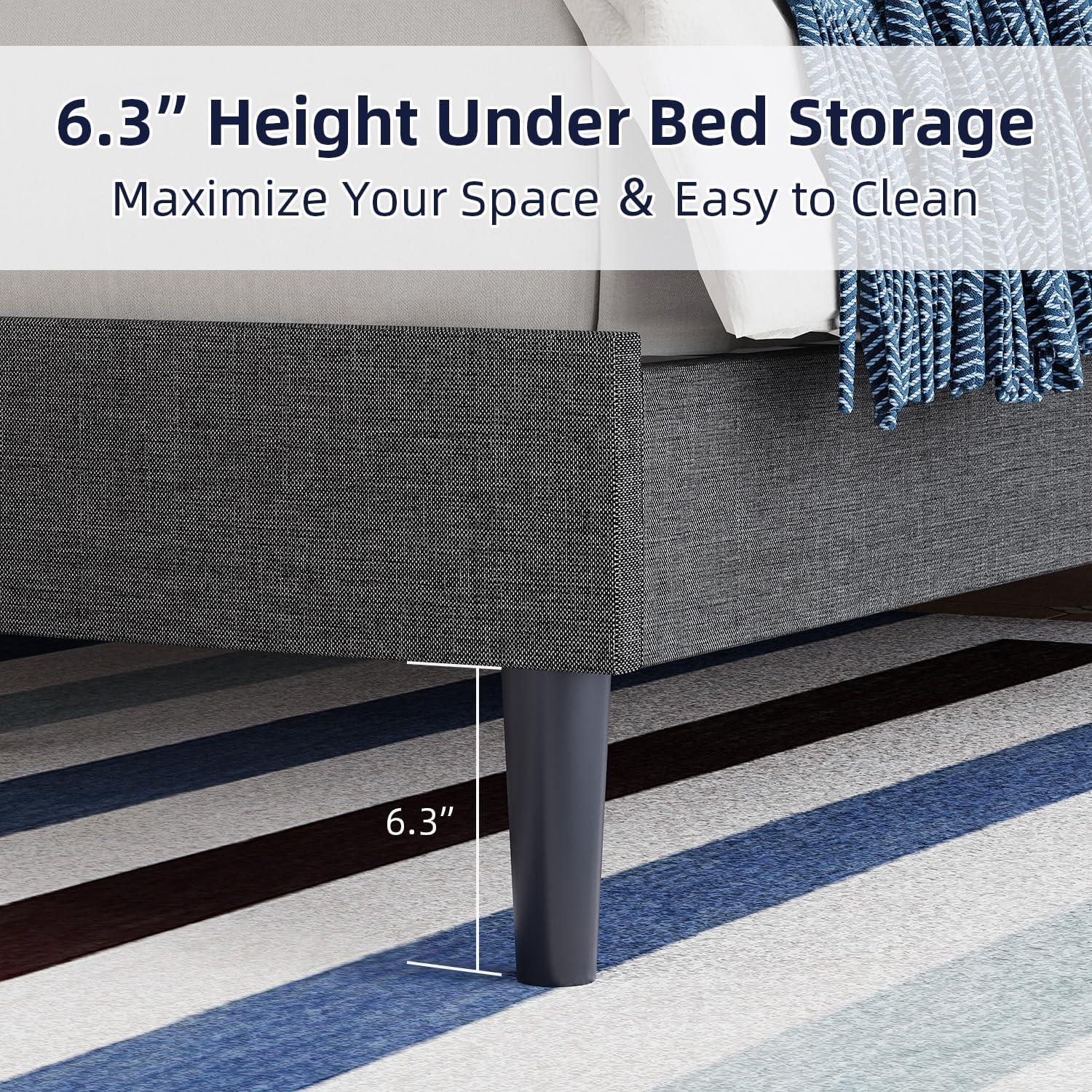 BarnFurin King Size Platform Bed Frame, Fabric Upholstered Bed with Button Tufted Headboard, Adjustable Headboard Design, Easy Assembly, No Box Spring Required, Dark Grey