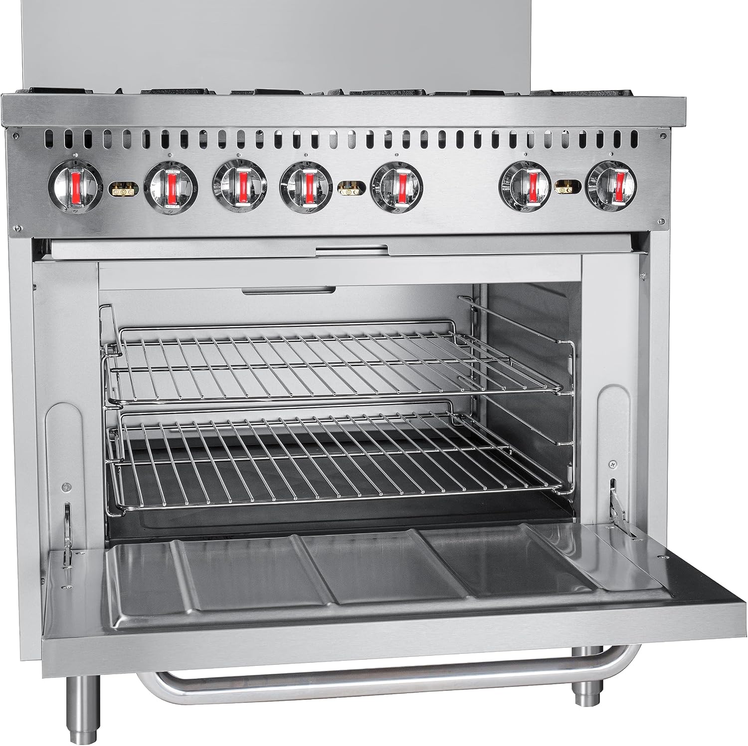 KoolMore 36 in. 6 Burner Commercial Natural Gas Range with Oven (KM-CR36-NG)
