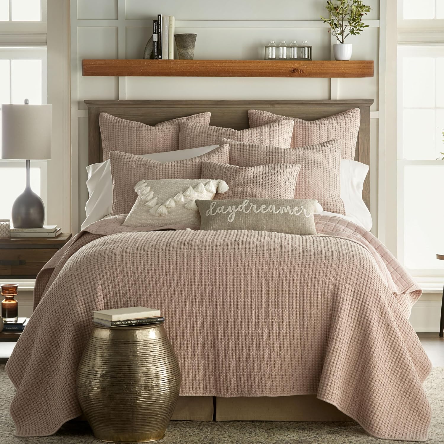 Levtex Home - Mills Waffle - Twin Quilt Set - Blush Cotton Waffle - Quilt Size (68 x 86in.), Sham Size (26 x 20in.)