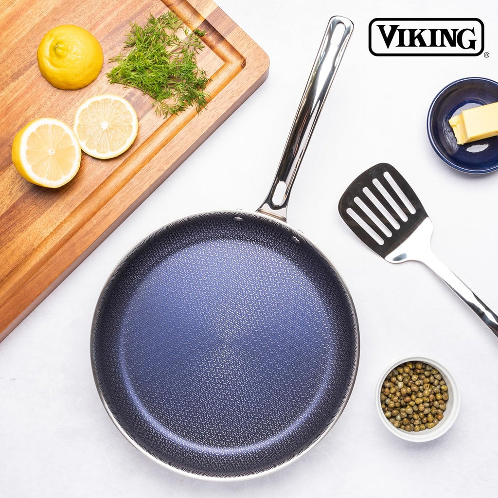 Viking Hybrid Plus 3-Ply Ceramic Nonstick Frying Pan, Made without PFAS, 10-Inch Induction Cookware, Metal Utensil Safe, Oven Safe to 500F
