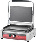 EGGKITPO Commercial Electric Panini Grill with Flat Plates Stainless Steel Sandwich Maker 14'× 9.5' Cast Iron Enamel Plate Countertop Panini Press with Temperature Control for Business 110V 1700W