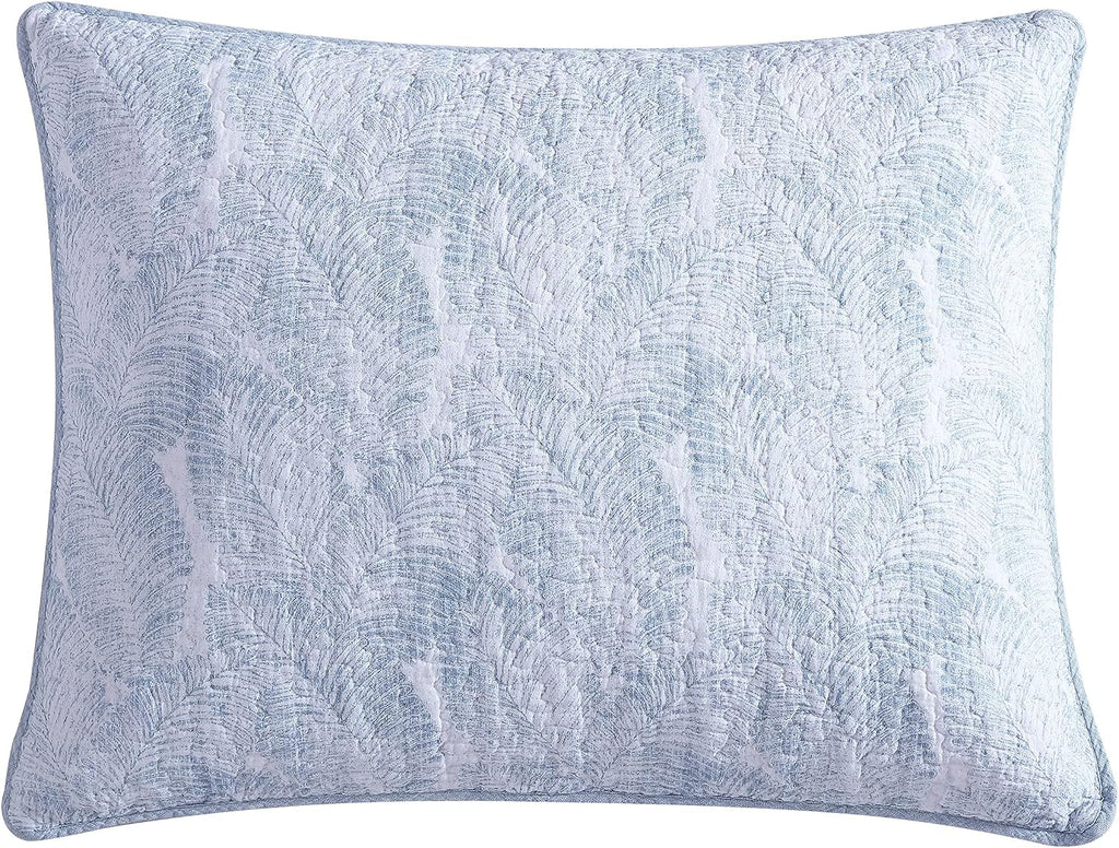 Tommy Bahama - King Quilt Set, Reversible Cotton Bedding with Matching Sham, Coastal Bedding Set with Textured Reverse (Distressed Water Leaves Blue, King)
