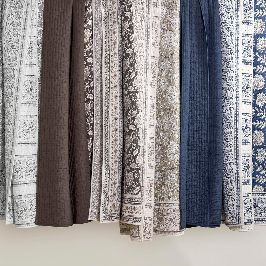 Levtex Home Cross Stitch Reversible King/Cal King Quilt Set (106x92in) with 2 Pillow Shams (36x20in) - Stitch Texture - Cocoa - Cotton King Size Quilt Bedding Set - Lightweight, Soft, Pre-Washed