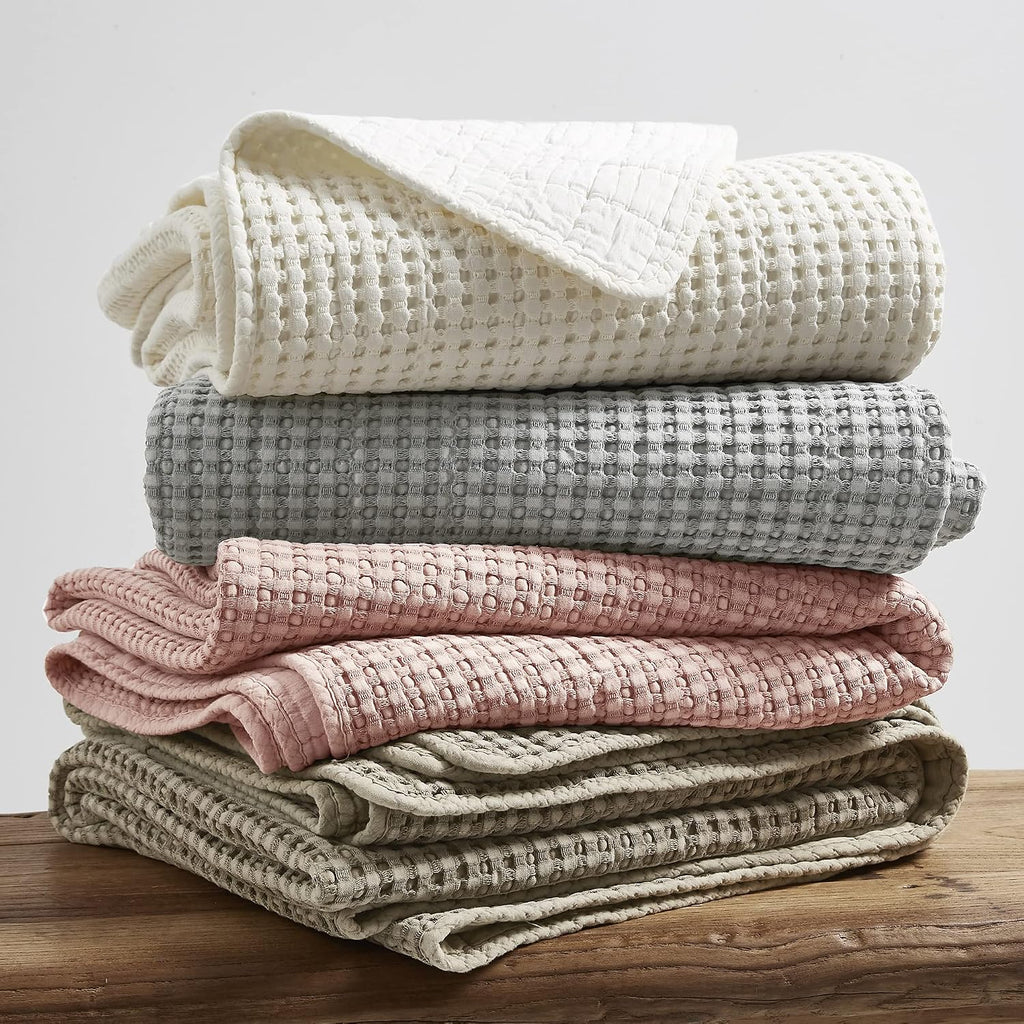 Levtex Home Mills Waffle King/Cal King Quilt Set (106x92in) with 2 Pillow Shams (36x20in) - Cream - Cotton Waffle King Size Quilt Bedding Set - Lightweight, Soft, Pre-Washed