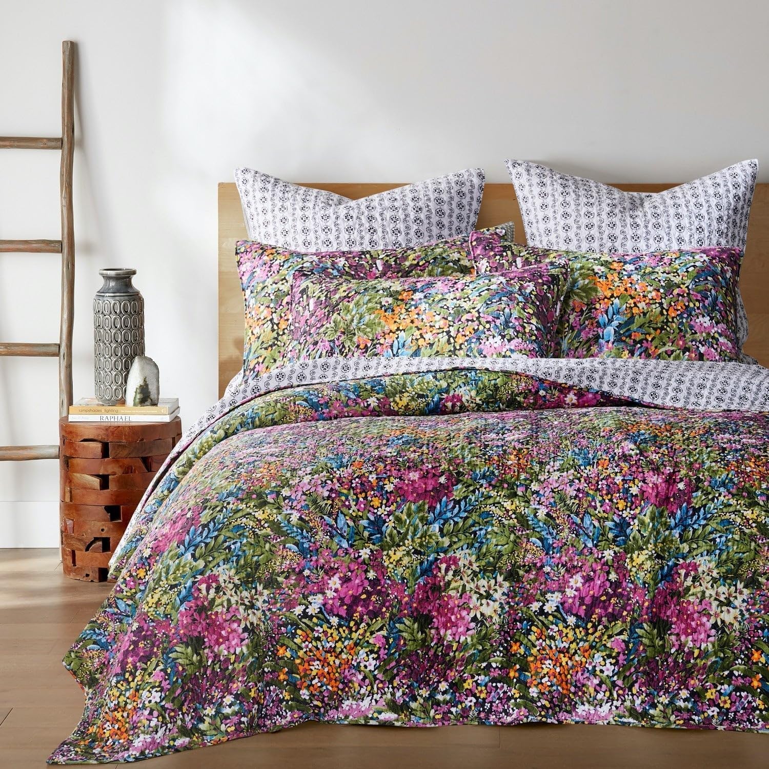 Levtex Home - Basel Quilt Set -Twin/Twin XL Quilt + One Standard Pillow Sham - Multicolor Floral - Quilt Size (68x86in.) and Pillow Sham Size (26x20in.) - Reversible - Cotton