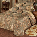 Rhapsody Floral Luxury Bedding | 6 Piece Oversized Bedspread Set: Queen Bedspread, 2 Standard Shams, Round Pillow, 18' Square Pillow, Rectangle Pillow | Sophisticated | Flower | Woven | Traditional