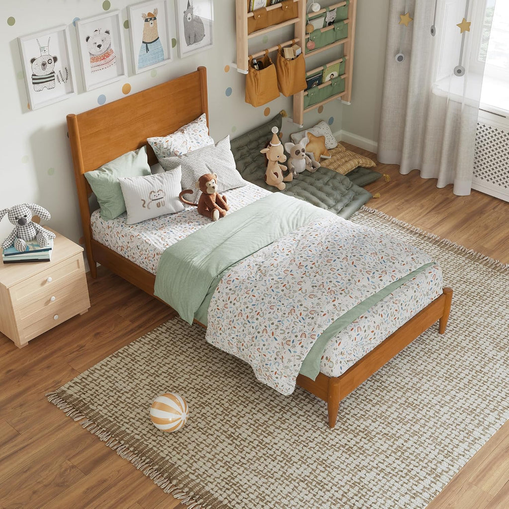 AFI, Pasadena Twin Solid Wood Low Profile Platform Bed, Light Toffee