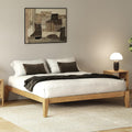 Thor Premium Solid Wood Bed Frame Queen, Japanese Joinery Bed Frame with Wood Slat Support, Platform Bed, No Box Spring Needed, Easy Assembly, Minimalist & Modern Style (Light Oak)