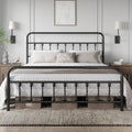 Yaheetech Victorian Vintage King Metal Platform Bed Frame, Classic Iron Art Headboard & Footboard, Stable & Noiseless, 12.6 Inch Under Bed Storage, No Box Spring Needed, Easy Assembly, Black