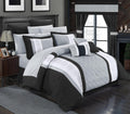 Chic Home Black Bed in a Bag Comforter Set, King Size (24 Pieces), Danielle - Pintuck Embroidery Colorblock Bedding - Comforter, Sheets, Shams, Bed Skirt, Pillowcases, Valances, Curtain Ties & Pillows