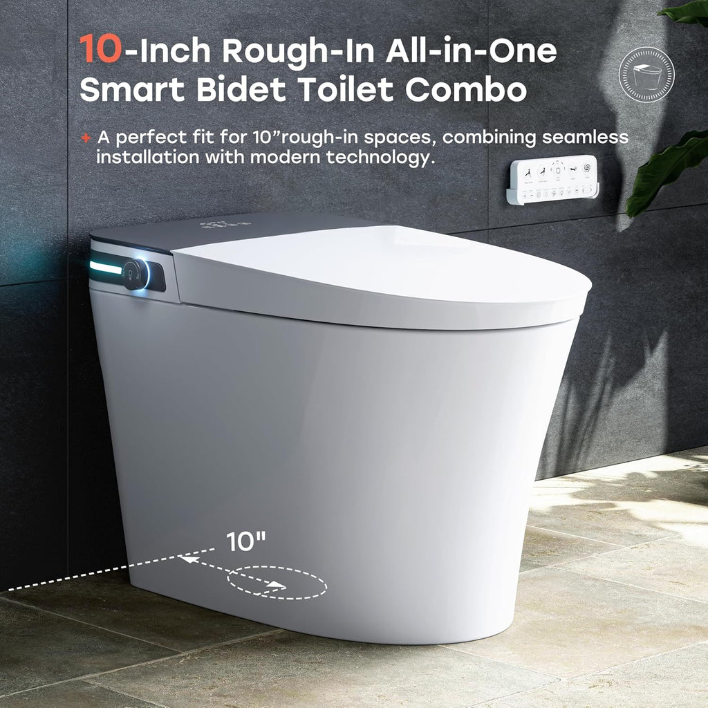 HOROW Bidet Toilet 10' Rough-in, Smart Toilet with Bidet Built-in, Instant Warm Water, Elongated Heated Seat, Dryer, Blackout Flushing and Deodorization