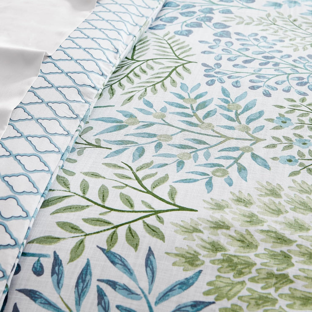 Levtex Home English Forest Green Reversible Twin/Twin XL Comforter Set (68x88in) with 1 Pillowcase (26x20in) - Floral Bedding - Blue, Green - Cotton Twin Size Comforter Set - Soft, Pre-Washed