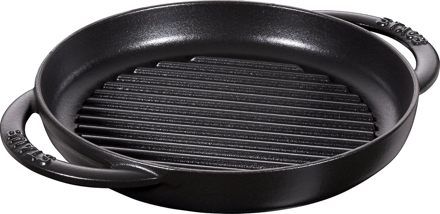 Round Grille with Handle, Cast Iron, Black, 22 cm, STAUB