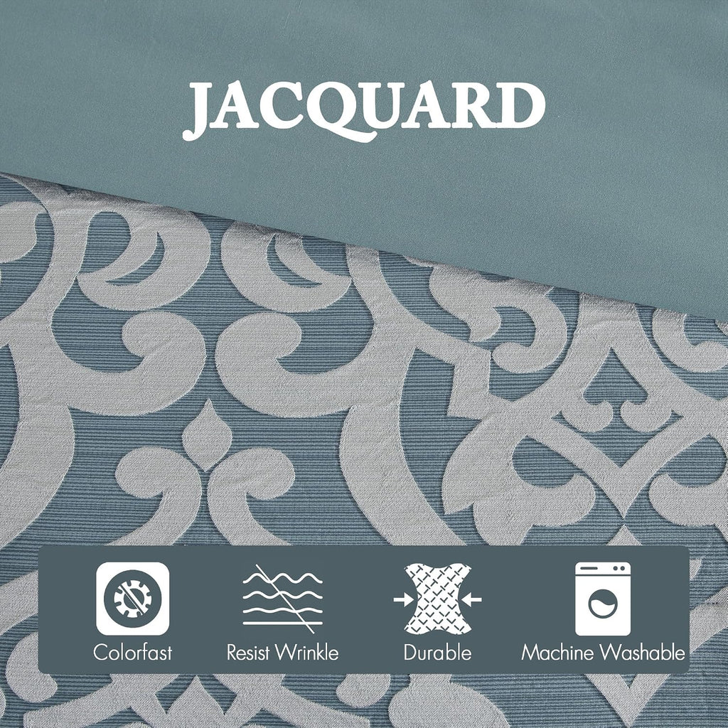 Madison Park Odette Cozy King Size Comforter Set Jacquard Damask Medallion Design - Modern All Season, Down Alternative Bedding, Shams, Decorative Pillows, King(104 in x 92 in), Aqua