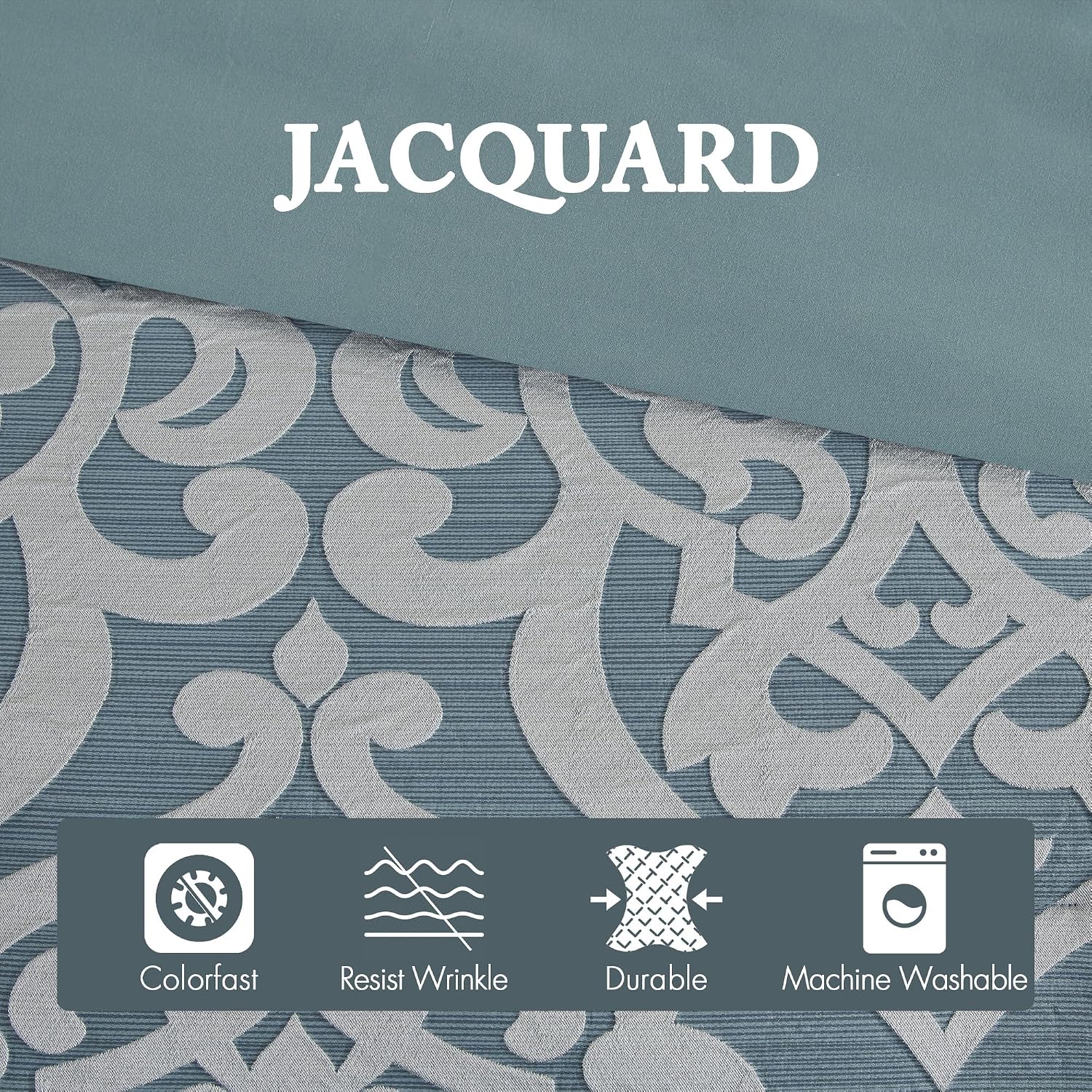 Madison Park Odette Cozy King Size Comforter Set Jacquard Damask Medallion Design - Modern All Season, Down Alternative Bedding, Shams, Decorative Pillows, King(104 in x 92 in), Aqua