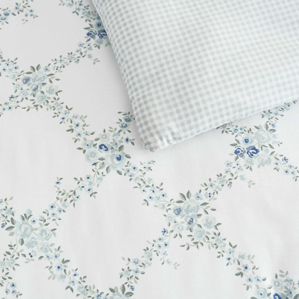 Martha Stewart - Twin/Twin XL Comforter Set, 100% Cotton Bedding with Shams, Soft and Breathable, Lightweight All-Season Comforter, Reversible Design, Romantic Trellis Blue