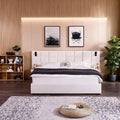 Luxury Velvet King Size Bed Frame with Hydraulic Lift and Storage, Built-in LED Lights, USB Charging Station & 2 Shelves, No Box Spring Needed Platform Bed (Beige)
