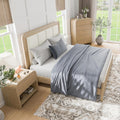 Furniture of America Verena Boho Solid Wood 3-Piece Bedroom Set with Padded Headboard Bed, Metal Side Glide, Finger Pulls on Nightstand and Chest, Box Spring Needed, King, Natural