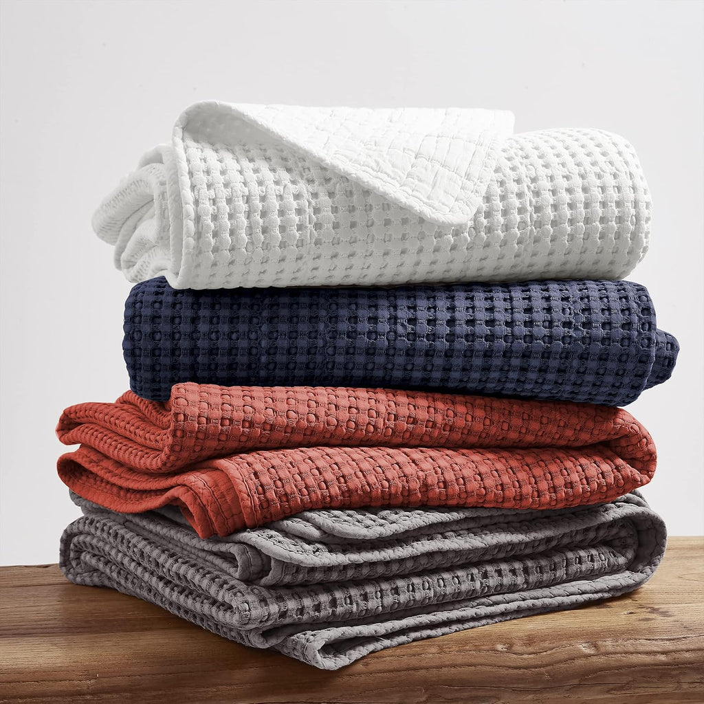Levtex Home Mills Waffle King/Cal King Quilt Set (106x92in) with 2 Pillow Shams (36x20in) - Charcoal - 100% Cotton King Size Quilt Bedding Set - Lightweight, Soft, Pre-Washed
