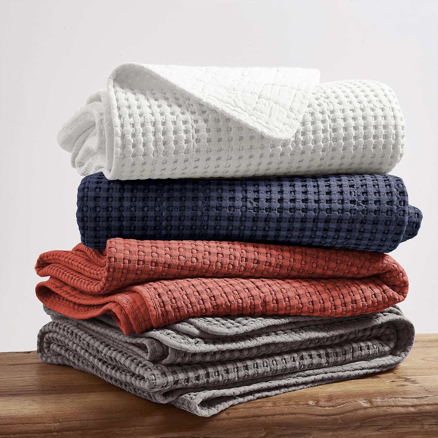 Levtex Home Mills Waffle King/Cal King Quilt Set (106x92in) with 2 Pillow Shams (36x20in) - Bright White - 100% Cotton King Size Quilt Bedding Set - Lightweight, Soft, Pre-Washed