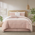 Stratford Park Cotton King Size Comforter Set, Blush Geometric Jacquard Bedding Set, Cozy 6 Piece Bedding Set, Bedskirt, Pillows & Shams, Home Decor