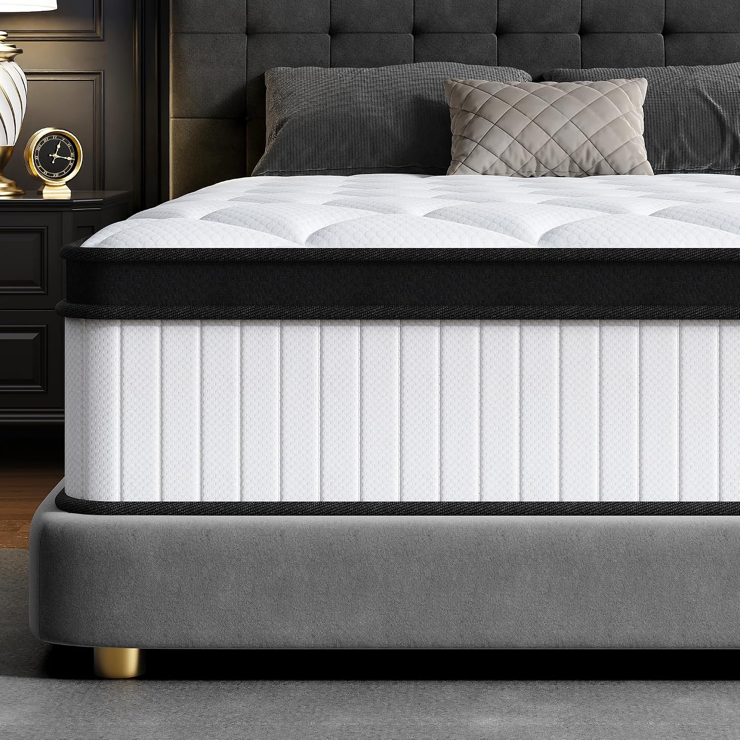 Queen Mattress, 12 Inch Mattress Queen Size in a Box with Memory Foam and Individual Pocket Springs for Motion Isolation, Pressure Relief, Medium Firm Feel, Cool&Comfortable Sleep, Breathable