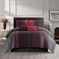 Stratford Park Luxury 7 Piece Cozy Comforter Set, King Size, Black and Red, Embroidered Bedding Sets, Premium Microfiber, All Season Home Décor