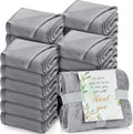 Buryeah 24 Pack French Grey Oeko-Tex Certified Bulk Wedding Blankets for Guests, 50 x 60 Inch Flannel Throw with Thank You Cards & Ribbon, Bulk Wedding Souvenir Gifts, Spa & Sleepover Party Favors
