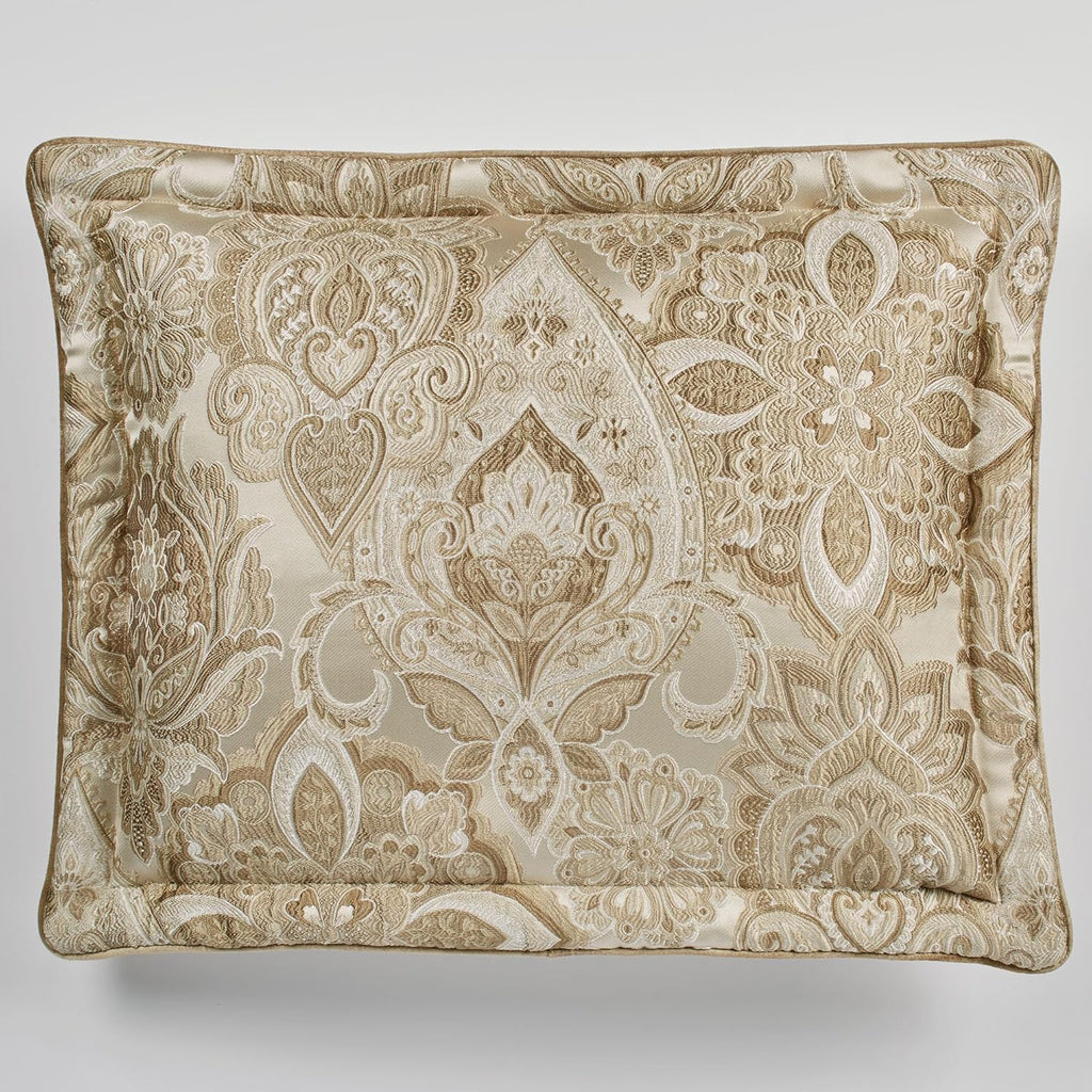 Albany Luxury Bedding | Soothing Neutral Tones of Champagne and Ivory | Jacobean Floral Inspired Damask, Medallions, and Soft Velvet | 4 Pc Bed Set: Queen Comforter, Bedskirt, and 2 Standard Shams