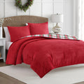 Martha Stewart - King Comforter Set in Red, Reversible, Cute, Wide Corduroy Plaid Bedding Set - 3 Pieces - All Seasons, Lightweight, Fluffy with 1 Comforter, 2 Pillow Shams,