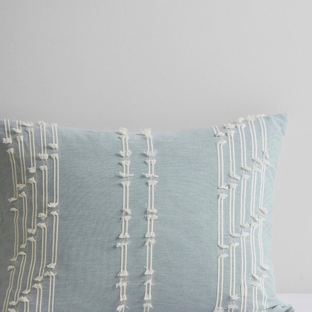INK+IVY Cotton Duvet Cover Queen Size - 100% Cotton Duvet Cover Set, Boho Bedding Set for All Seasons Farmhouse Bedding Duvet & Sets with 2 Pillowcase, Jacquard Stripes, Aqua 3 Piece Full/Queen