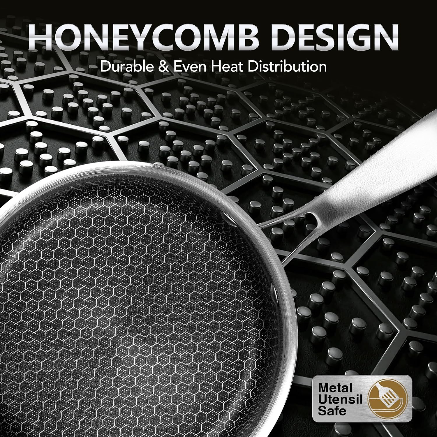 MICHELANGELO Triply Stainless Steel Pot Set, Hybrid Nonstick Saucepan Set with Lids, Induction Compatible Heavy Duty Sauce Pan 1QT & 2QT & 3QT, Honeycomb Interior, Dishwasher Safe Cookware - 6 Piece