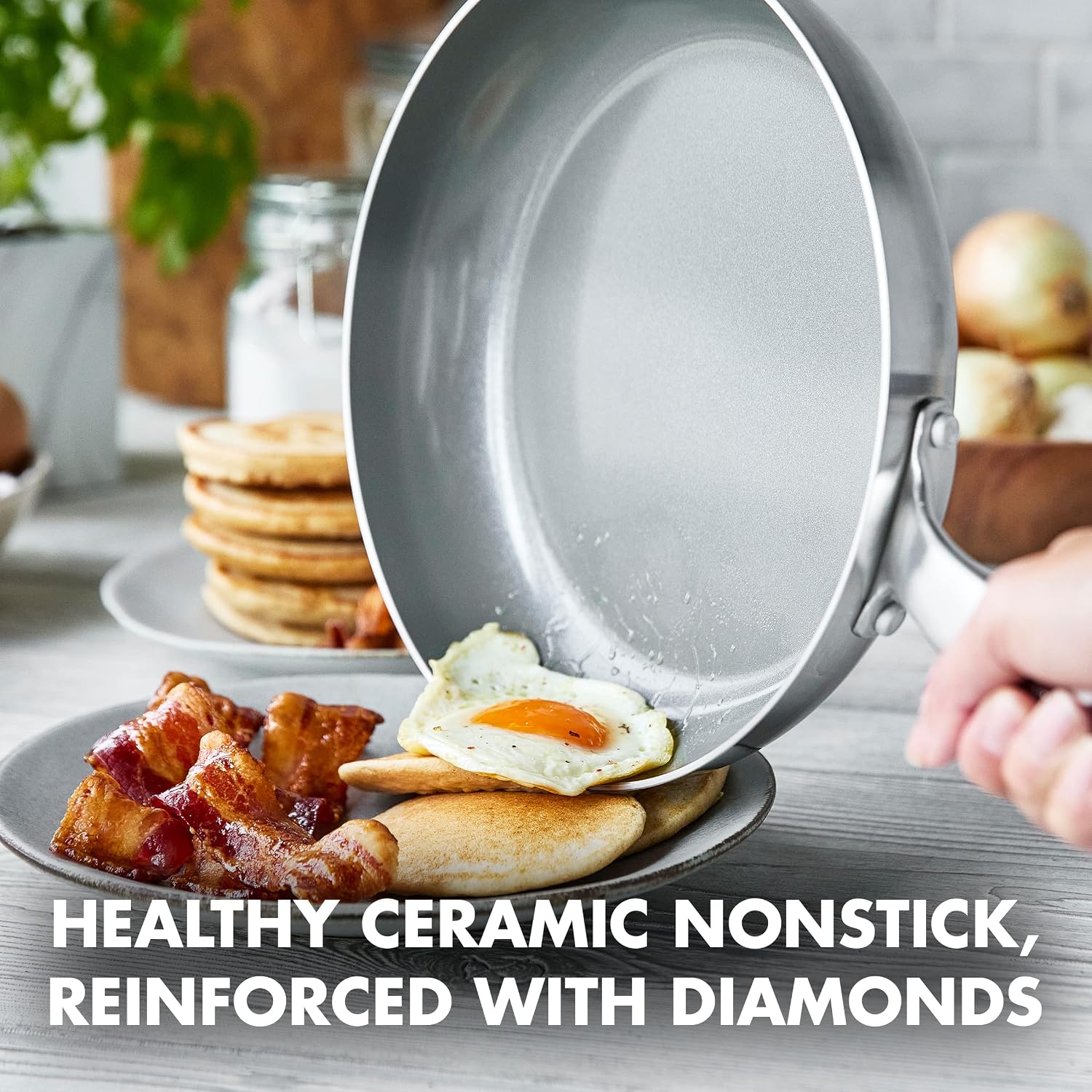 GreenPan Chatham Tri-Ply Stainless Steel 3-Piece Frying Pan Set, 8', 9.5', 11', PFAS-Free, Induction, Ceramic Nonstick Coating, Durable Cookware for Searing Sautéing & Frying, Oven & Dishwasher Safe