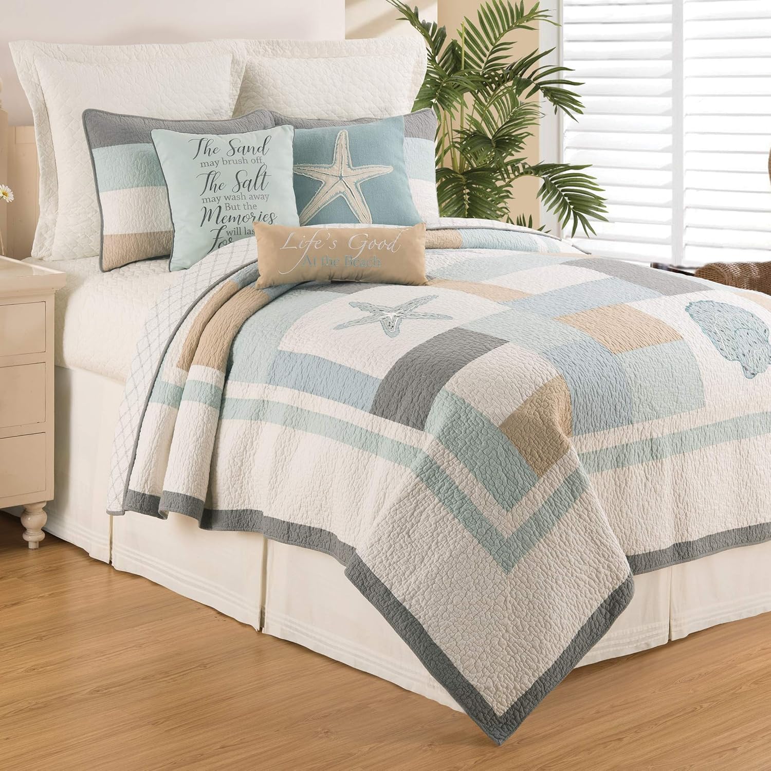 C&F Home Driftwood Shores 3-Piece King Quilt Set Versatile Summer Nautical Coastal Beach House Starfish Reversible Machine Wash Lightweight Coverlet Comforter Bedroom Bedding Decor Decoration King 3