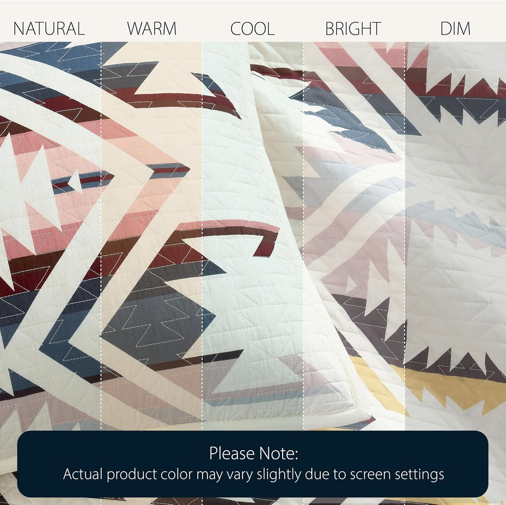 Pendleton White Sands King Quilt Bedding Set with 2 Pillow Shams, Premium Cotton Quilt, Lightweight Quilted Coverlet or Bedspread, Southwestern Bedding, Machine Washable, King, White Diamond Print