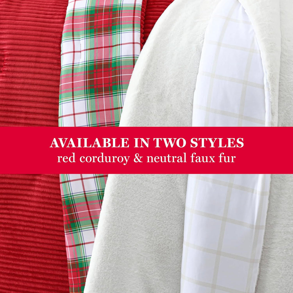 Martha Stewart - King Comforter Set in Red, Reversible, Cute, Wide Corduroy Plaid Bedding Set - 3 Pieces - All Seasons, Lightweight, Fluffy with 1 Comforter, 2 Pillow Shams,