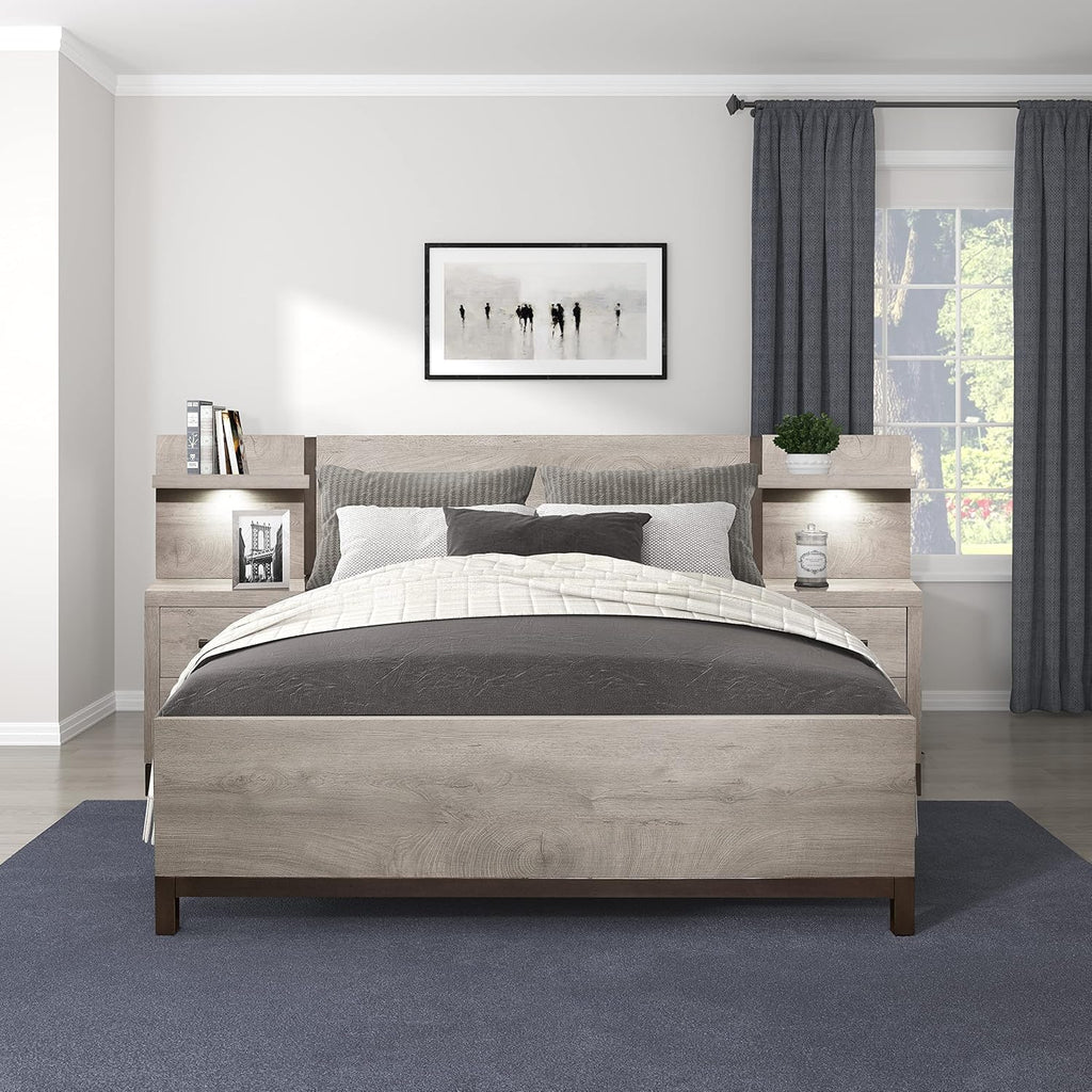 Lexicon Azalea 3-Piece Bedroom Set, Full, Light Gray/Gunmetal