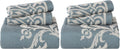 Superior Cotton Blend 2-Piece Bedspread Set, Oversized Bedspread, 1 Matching Pillow Sham, Jacquard Traditional Medallion Bedding Decor, Adalie Collection, Twin, Cerulean Blue (Pack of 2)