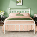 Allewie 14 Inches Full Size Metal Platform Bed Frame with Victorian Style Iron-Art Headboard/Footboard, Mattress Foundation, Easy Assembly, Under Bed Storage, No Box Spring Required, Off White