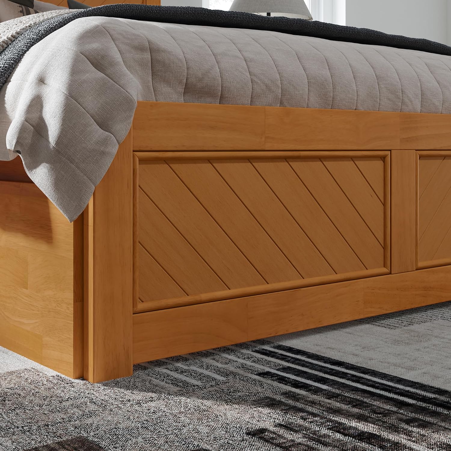 AFI, Canyon Full Platform Bed with Matching Footboard & Storage Drawers, Light Toffee