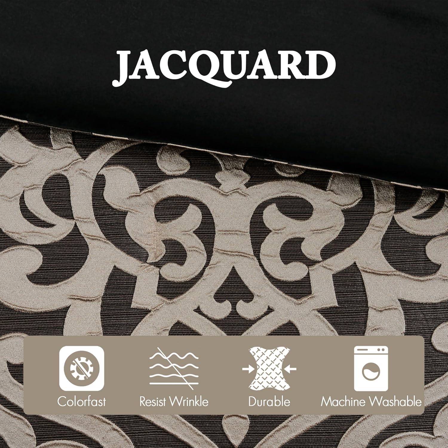 Madison Park Queen Comforter Set Damask Medallion Jacquard Comforters Queen Size Bed, Overfilled All Season Queen Bed Set, Bed Skirt, Shams, Decor Pillows, Odette, Queen(90 in x 90 in), Black 8 Piece