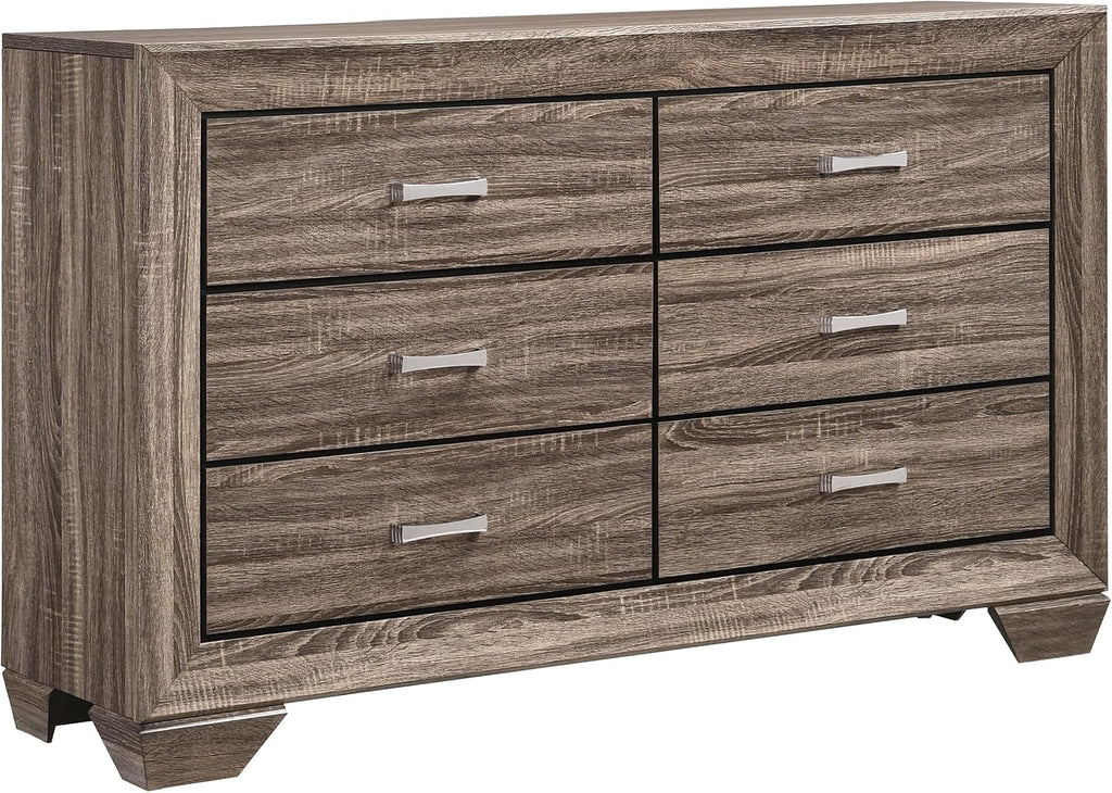 Coaster Home Furnishings Kauffman Transitional 5-Piece Bedroom Set Eastern King Size Panel Bed Frame 54-inch Headboard Washed Taupe 204191KE-S5