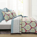 Lush Decor Harley Reversible Comforter King Size 5 Piece Set Red - Boho Bedding Set King Comforter - Red Comforters - Boho Bedroom Decor