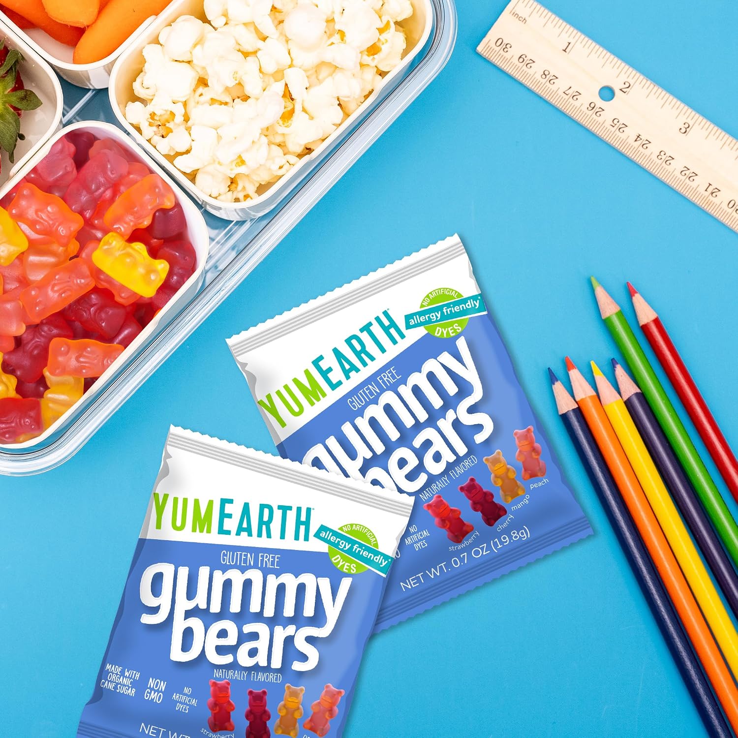 YumEarth Gummy Bears, Assorted Flavors, 10 Snack Packs Per Bag (Pack of 12)