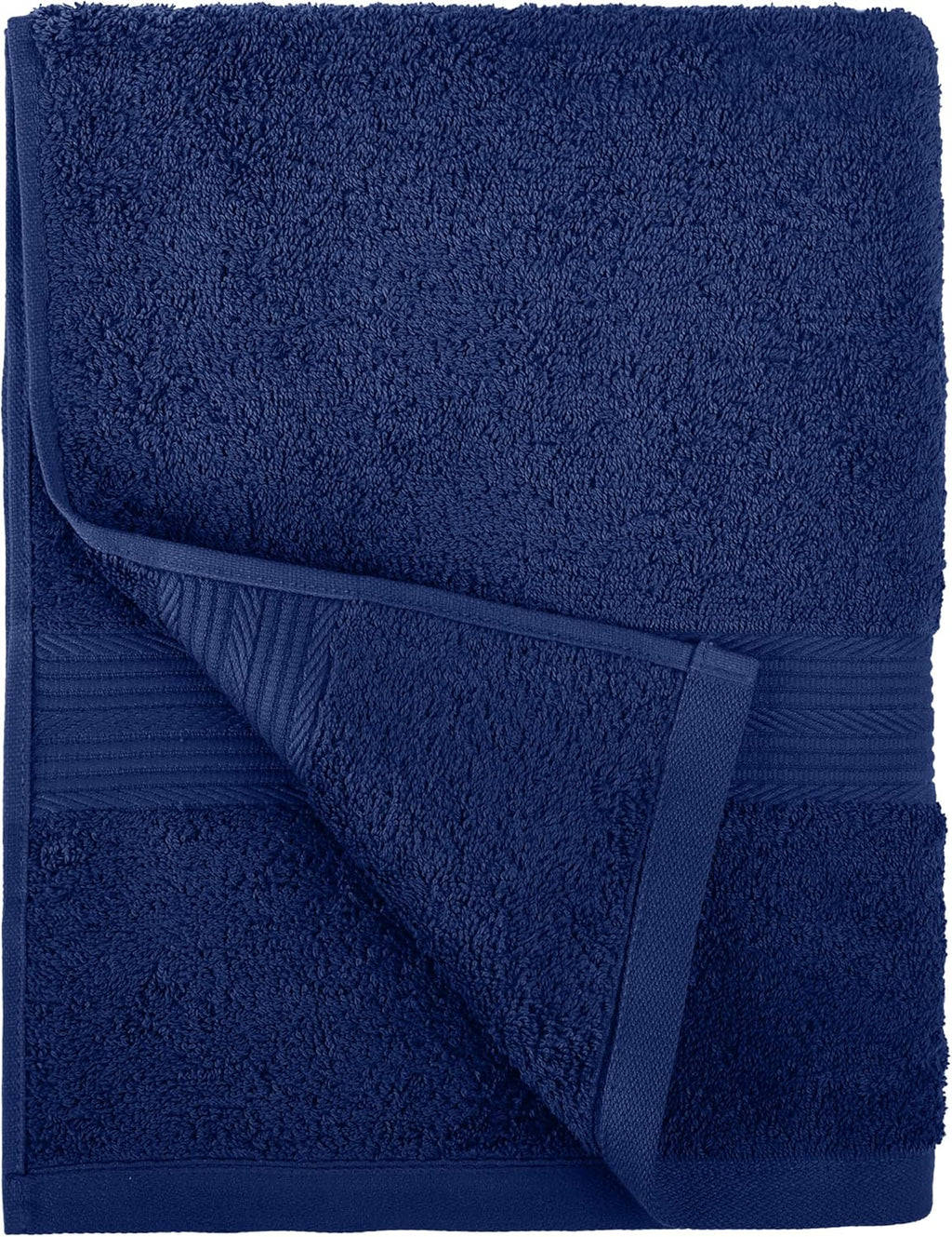 Amazon Basics 6-Piece Fade-Resistant 100% Cotton Towel Set, Soft and Absorbent, 2 BathTowels, 2 HandTowels, 2 Washcloths, Navy Blue (Pack of 6)