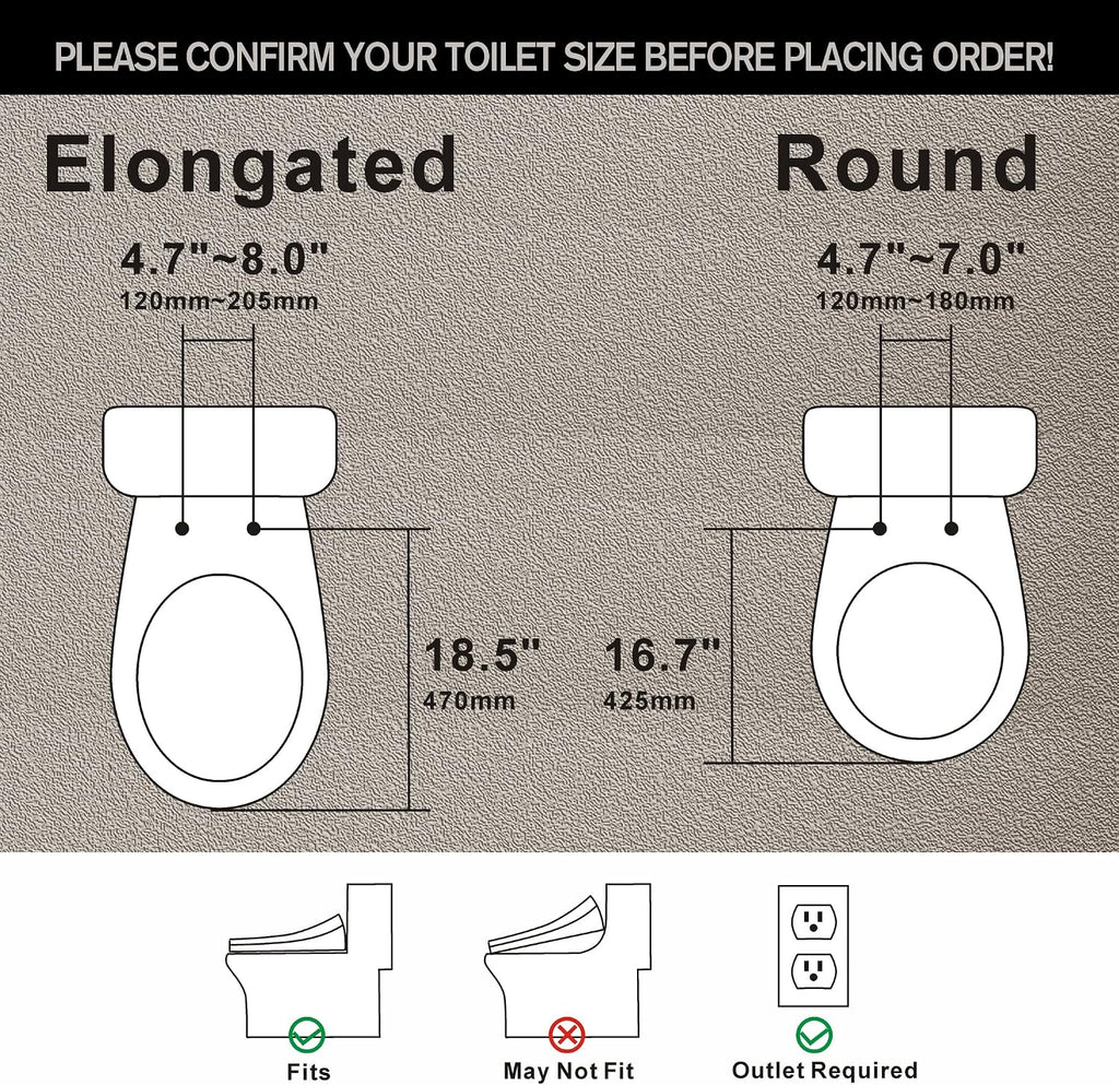 Toilet Bidet Seat, Elongated Toilet Seat Bidet with Dryer and Warm Water, Electronic Heated Toilet Seat Temperature Adjustable, Front and Rear Oscillation Cleaning, Remote Control