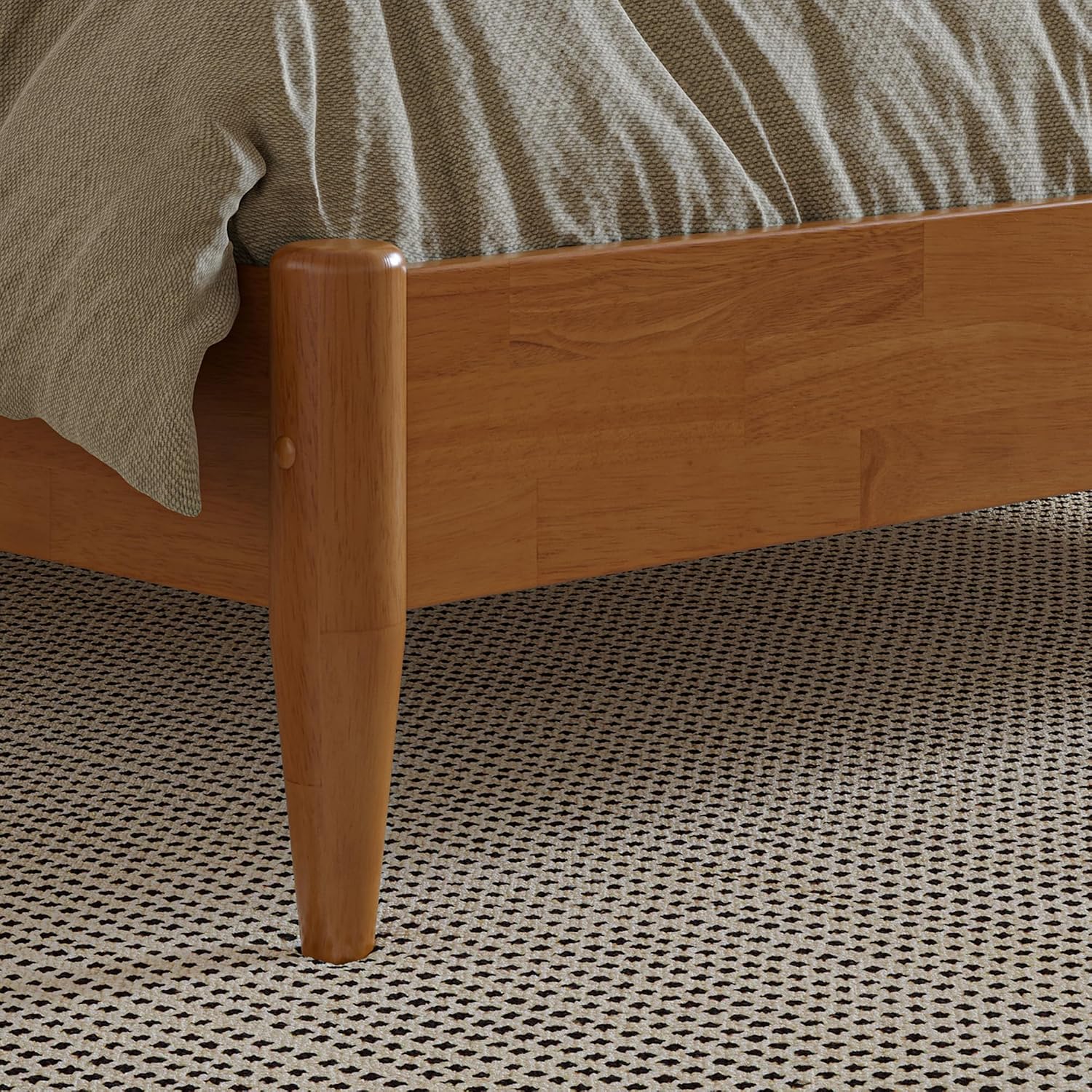 AFI, Pasadena Full Solid Wood Low Profile Platform Bed, Light Toffee