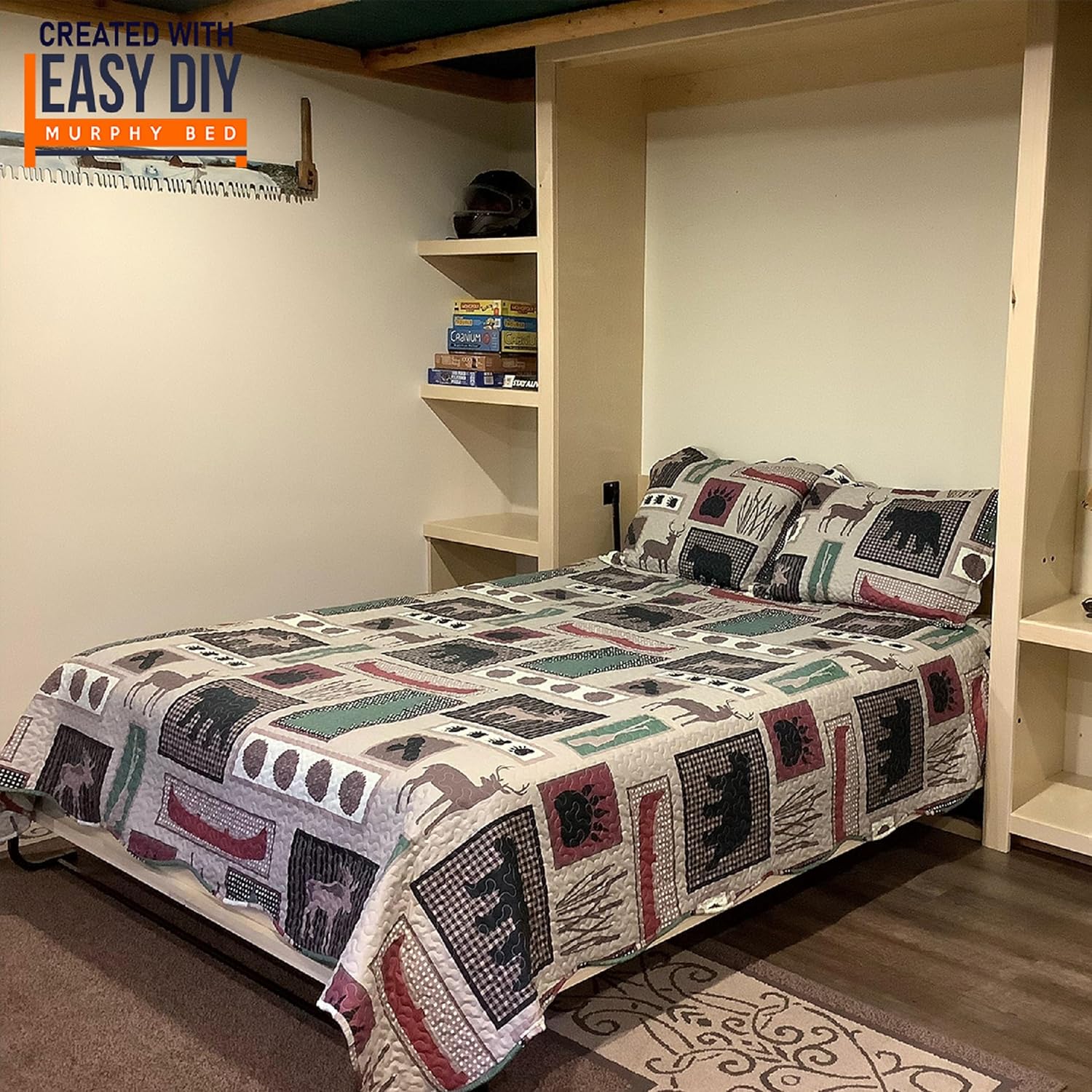 Murphy Bed Full Size DIY Hardware Kit – Horizontal Wall Bed Kit | Full Double Murphy Bed Frame - Made in USA - Easy DIY Full Murphy Bed Hardware Kit - Hide Away Bed - Space Saving Pull Down